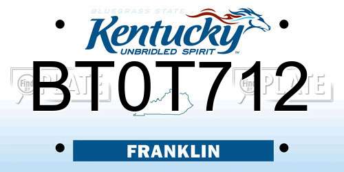 BT0T712 Kentucky License Plate