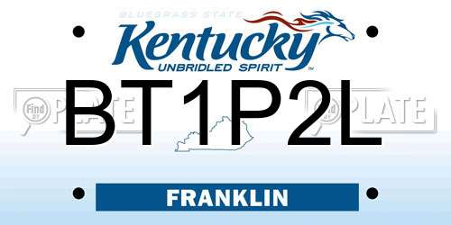 BT1P2L Kentucky License Plate