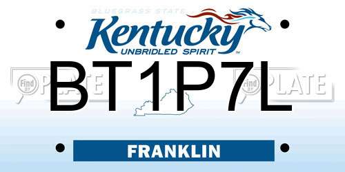BT1P7L Kentucky License Plate