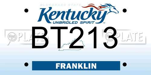 BT213 Kentucky License Plate