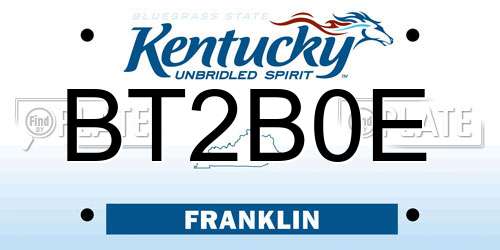 BT2B0E Kentucky License Plate