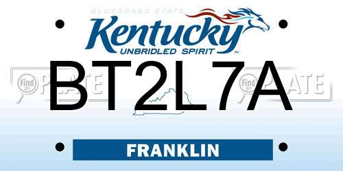 BT2L7A Kentucky License Plate