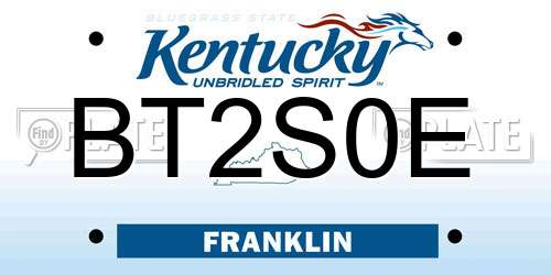 BT2S0E Kentucky License Plate