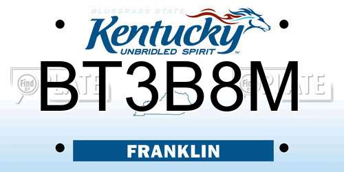 BT3B8M Kentucky License Plate