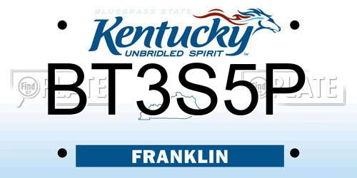 BT3S5P Kentucky License Plate