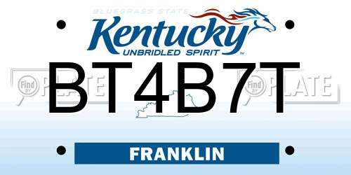 BT4B7T Kentucky License Plate