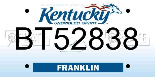 BT52838 Kentucky License Plate