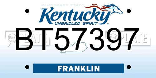 BT57397 Kentucky License Plate