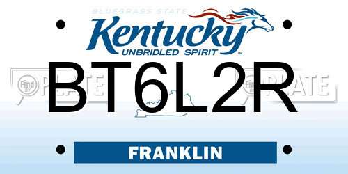 BT6L2R Kentucky License Plate