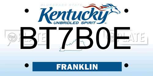 BT7B0E Kentucky License Plate