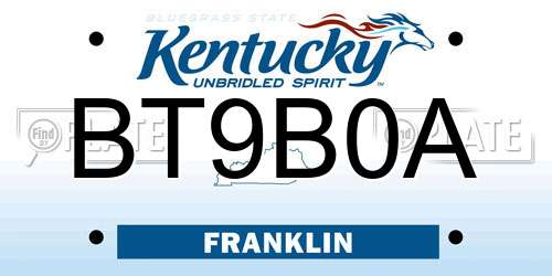 BT9B0A Kentucky License Plate