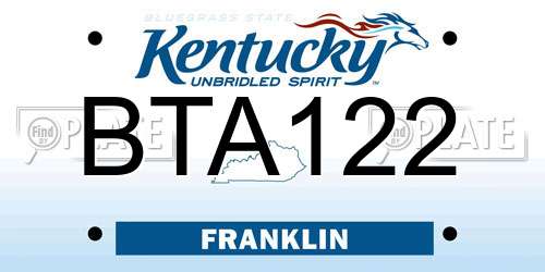 BTA122 Kentucky License Plate