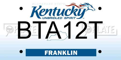 BTA12T Kentucky License Plate