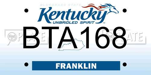 BTA168 Kentucky License Plate
