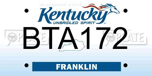 BTA172 Kentucky License Plate