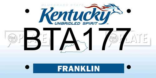 BTA177 Kentucky License Plate