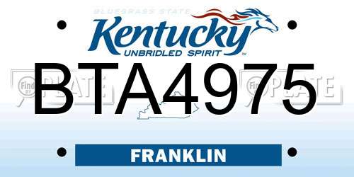 BTA4975 Kentucky License Plate