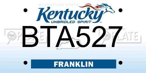 BTA527 Kentucky License Plate