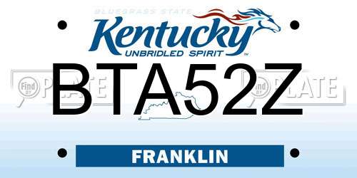 BTA52Z Kentucky License Plate