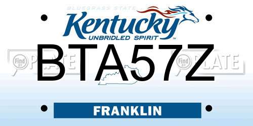 BTA57Z Kentucky License Plate