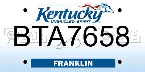 BTA7658 Kentucky License Plate