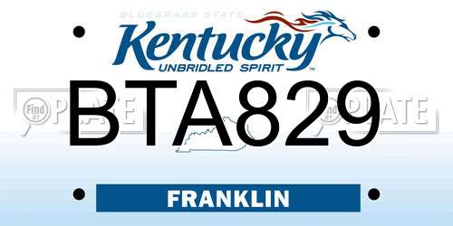 BTA829 Kentucky License Plate