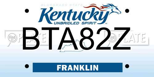 BTA82Z Kentucky License Plate