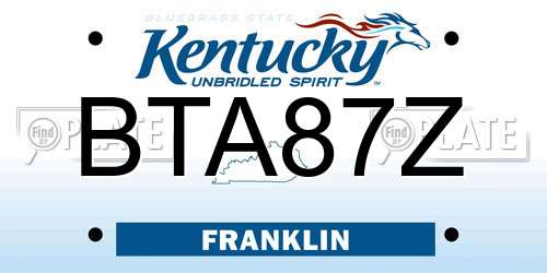 BTA87Z Kentucky License Plate