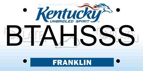 BTAHSSS Kentucky License Plate
