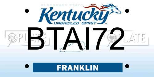 BTAI72 Kentucky License Plate