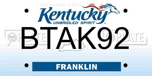 BTAK92 Kentucky License Plate