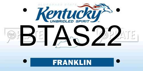 BTAS22 Kentucky License Plate
