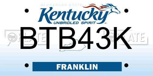BTB43K Kentucky License Plate