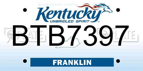 BTB7397 Kentucky License Plate