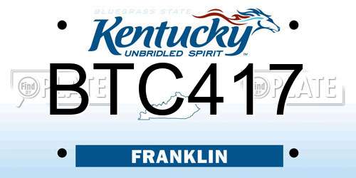 BTC417 Kentucky License Plate