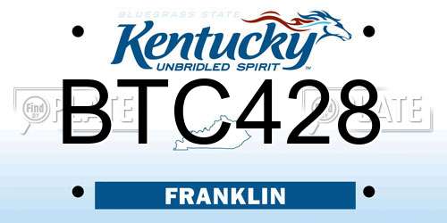 BTC428 Kentucky License Plate