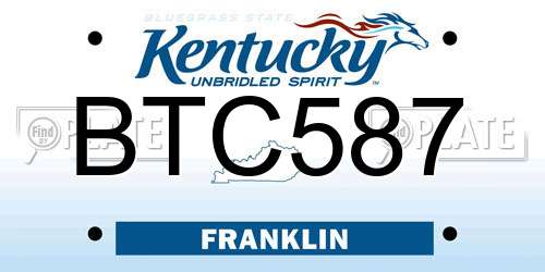 BTC587 Kentucky License Plate