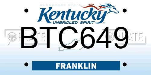 BTC649 Kentucky License Plate