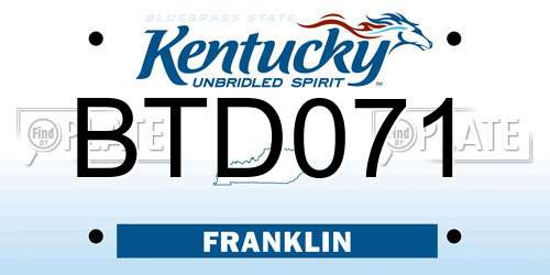 BTD071 Kentucky License Plate
