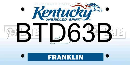 BTD63B Kentucky License Plate