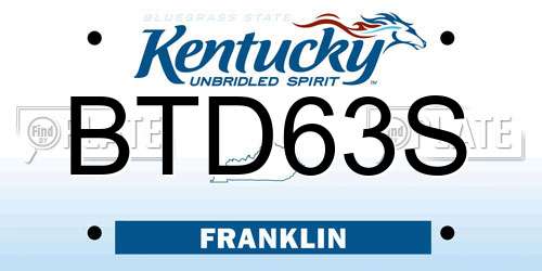 BTD63S Kentucky License Plate