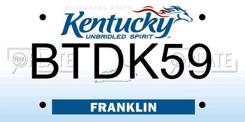 BTDK59 Kentucky License Plate