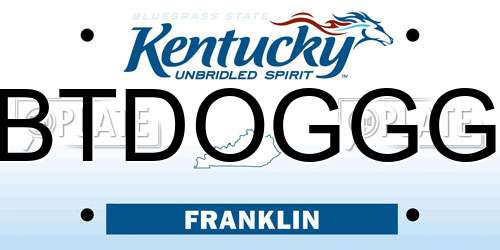BTDOGGG Kentucky License Plate
