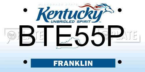 BTE55P Kentucky License Plate