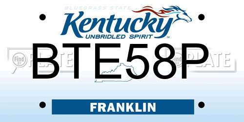 BTE58P Kentucky License Plate