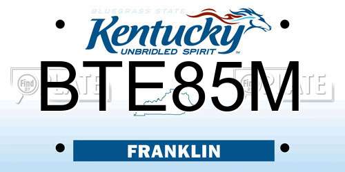 BTE85M Kentucky License Plate