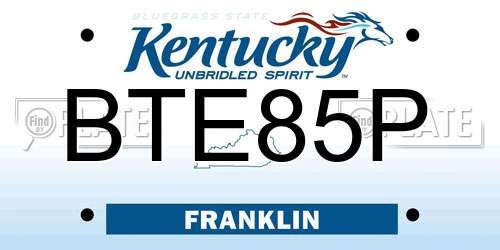 BTE85P Kentucky License Plate