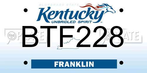 BTF228 Kentucky License Plate