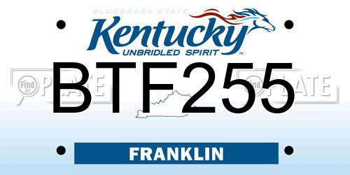 BTF255 Kentucky License Plate