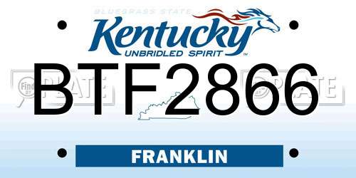 BTF2866 Kentucky License Plate